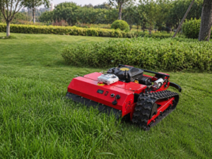 Remote-controlled tracked mini lawnmower
