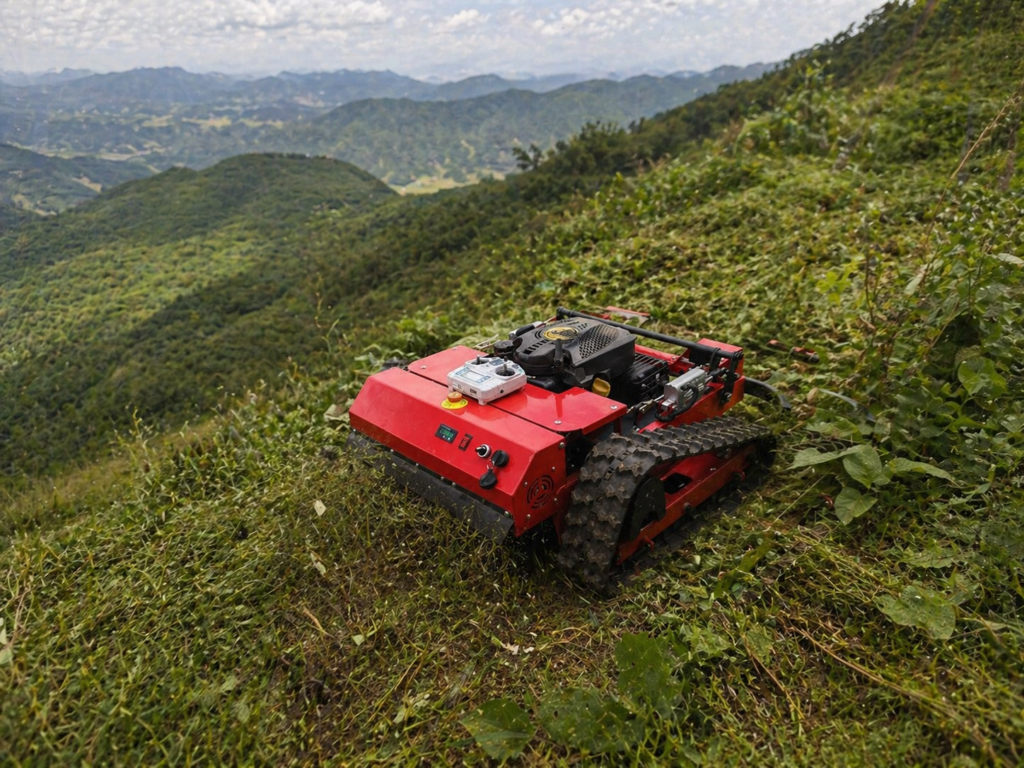 Remote-controlled tracked mini lawnmower 