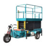 Three-wheeled scissor lift vehicle